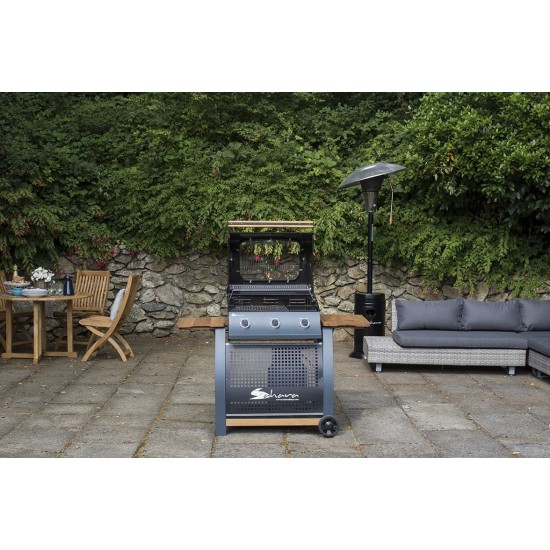 Coral Gas Ψησταριά Υγραερίου Sahara 3 Burner Oak BBQ Smokey Teal