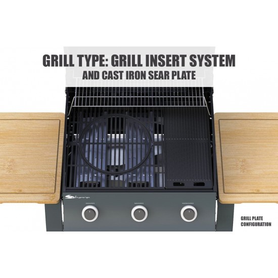Coral Gas Ψησταριά Υγραερίου Sahara 3 Burner Oak BBQ Smokey Teal